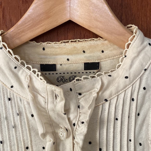 Anthropologie Ric Rac ruffle polka dot long sleeve short - Picture 5 of 11